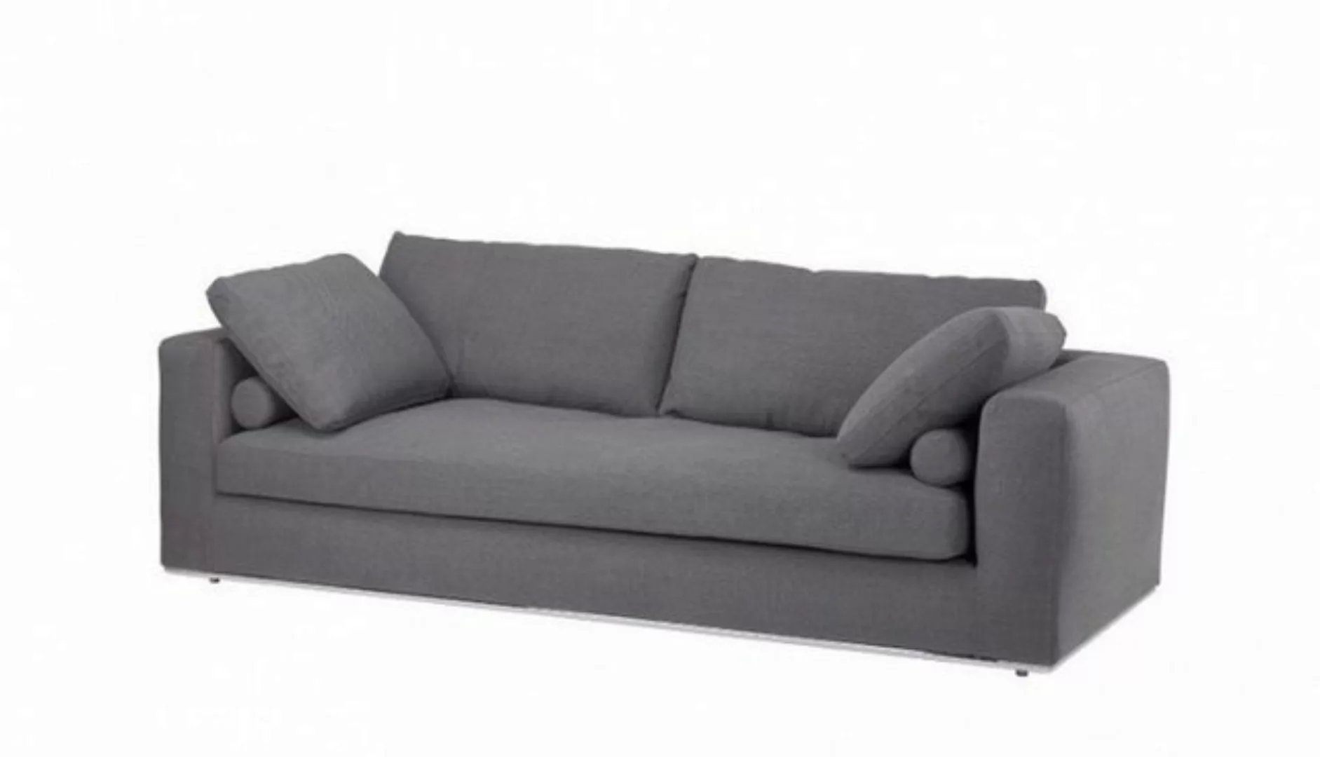 Casa Padrino Sofa Luxus Sofa Dunkelgrau mit poliertem Stahl Sockel - Luxus günstig online kaufen