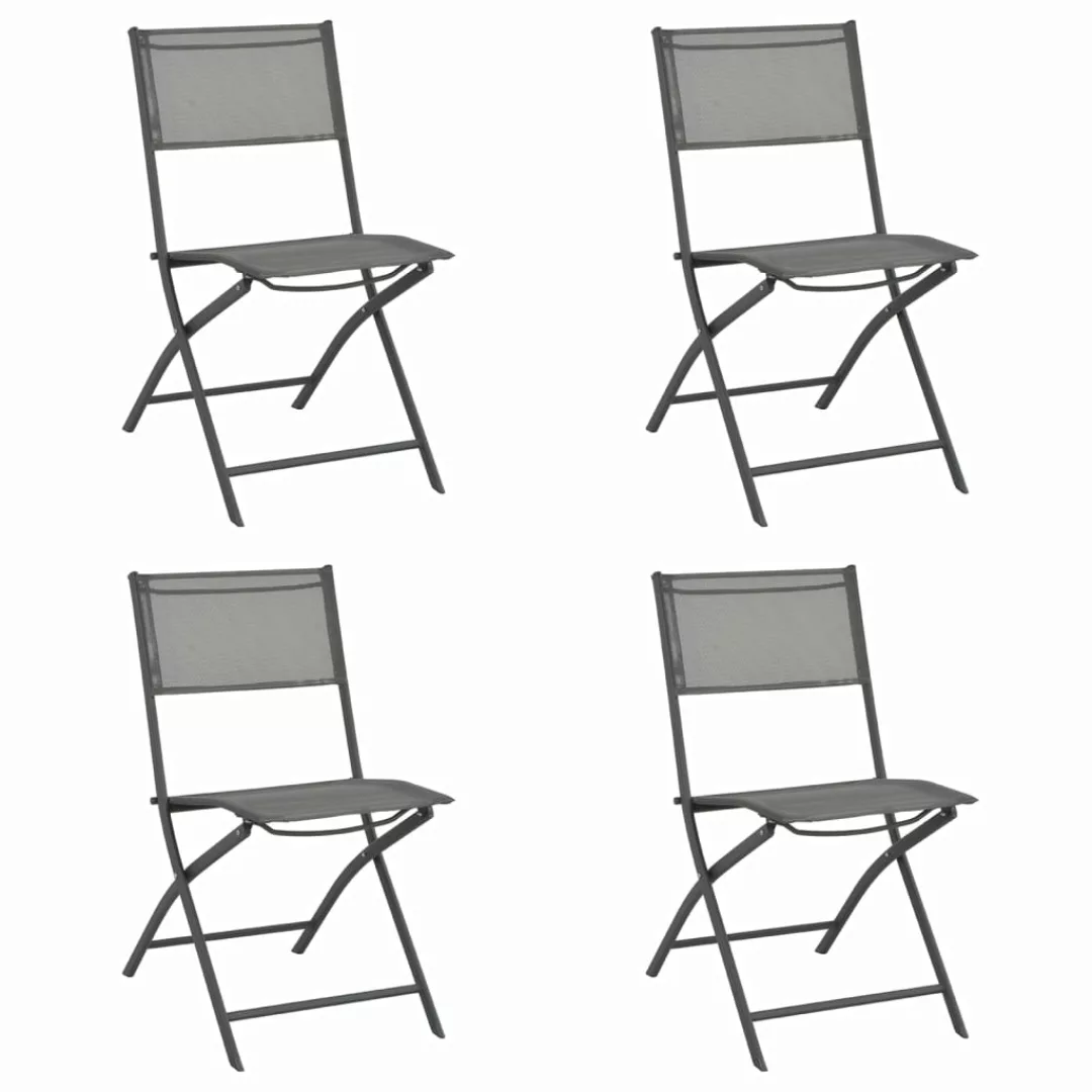 Klappbare Stühle Für Außenbereich 4 Stk. Grau Stahl Und Textilene günstig online kaufen