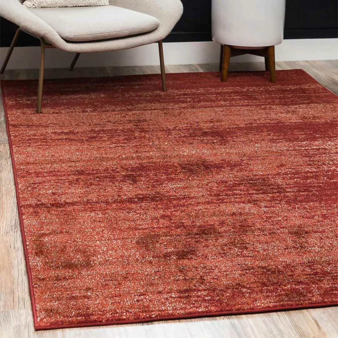 Moderner Kurzflor Teppich in Terracotta meliert drei Größen günstig online kaufen