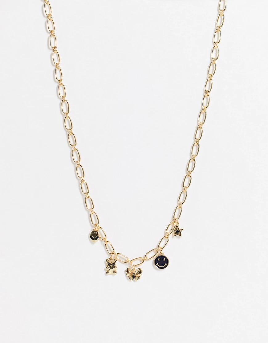 ASOS DESIGN – Goldfarbene Halskette mit Anhänger im 90er-Stil günstig online kaufen
