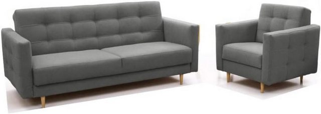 MOEBLO Polstergarnitur SCARLETT 3+1, (Klappsofa Bettfunktion Couch Wohnzimm günstig online kaufen