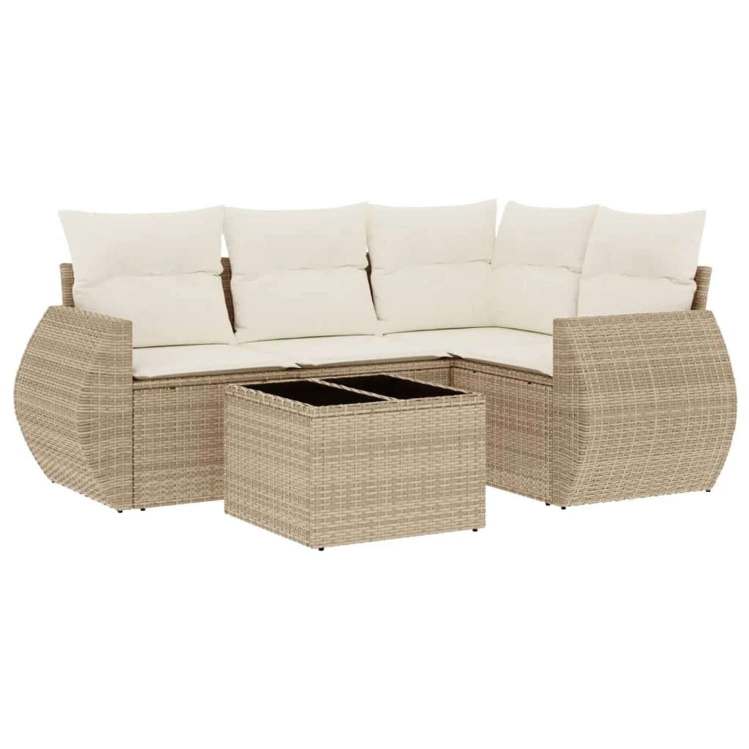 vidaXL 5-Tlg Garten-Sofagarnitur mit Kissen Beige Poly Rattan 3253655 günstig online kaufen