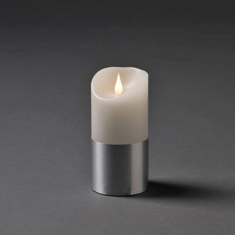 KONSTSMIDE LED-Kerze "Weihnachtsdeko", LED Echtwachskerze, weiß, mit silber günstig online kaufen