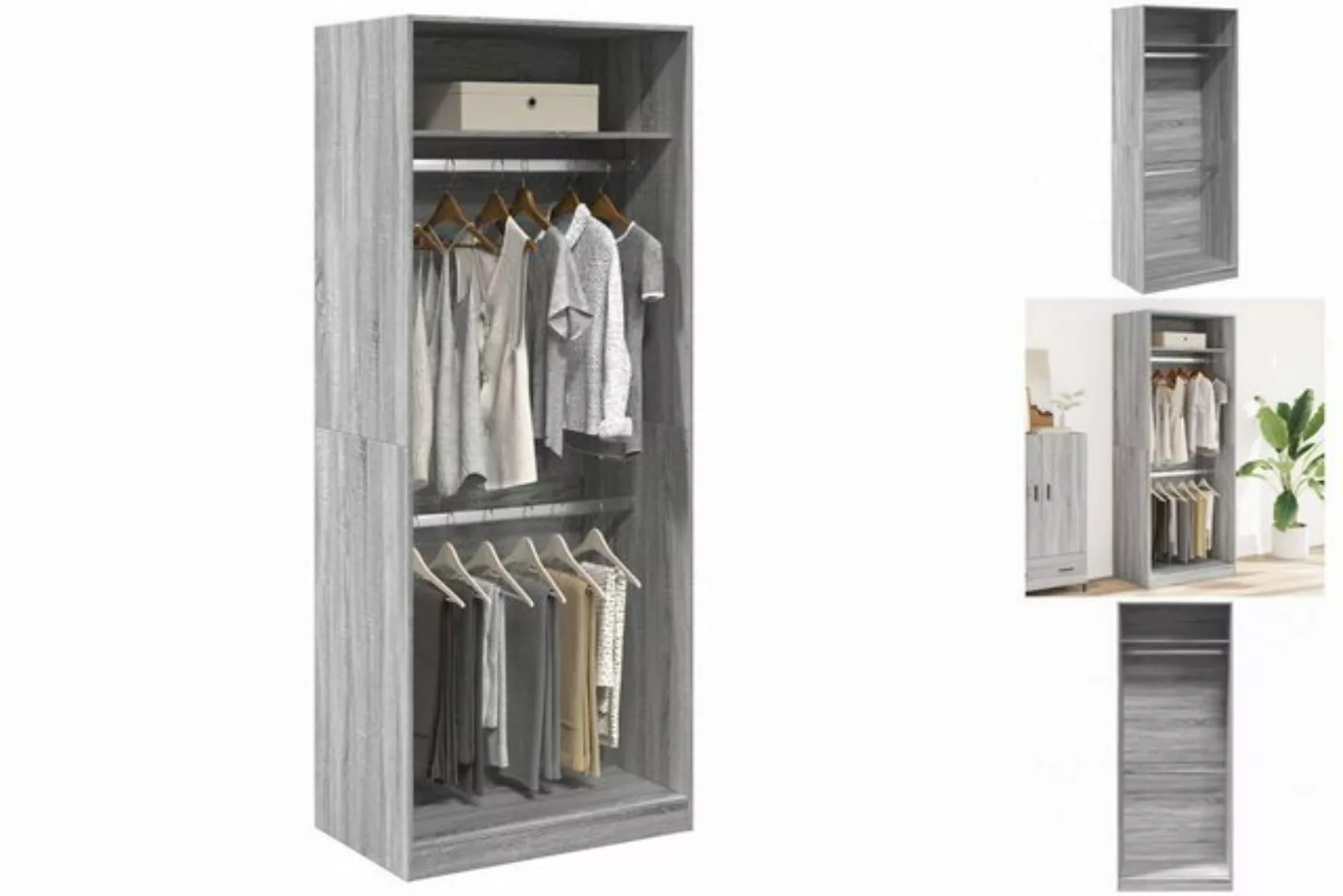 vidaXL Kleiderschrank Kleiderschrank Grau Sonoma 80x50x200 cm Holzwerkstoff günstig online kaufen