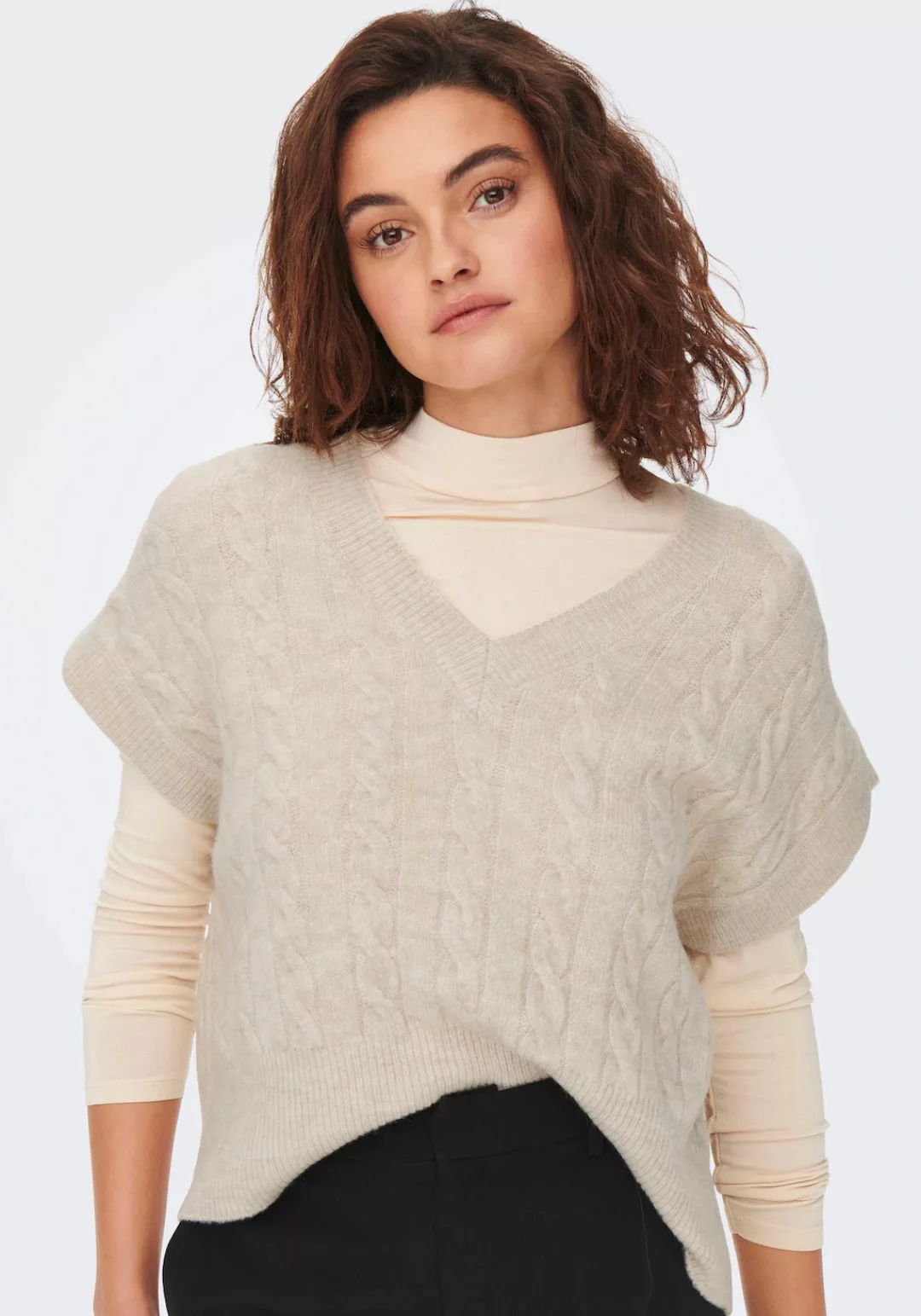 ONLY Strickpullover Strick Pullunder V-Neck Pullover ONLMELODY 6380 in Brau günstig online kaufen