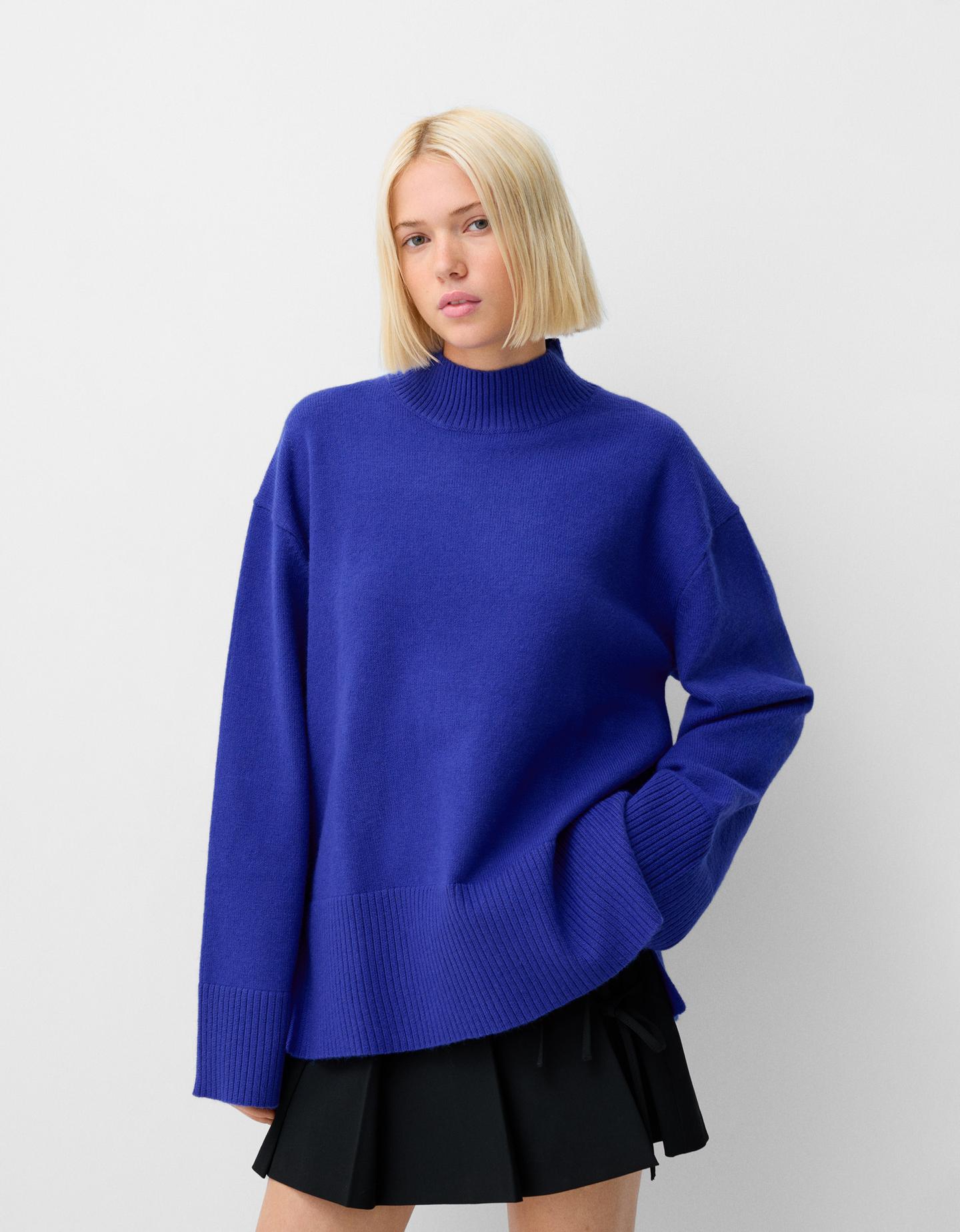 Bershka Rollkragenpullover Damen S Blau günstig online kaufen