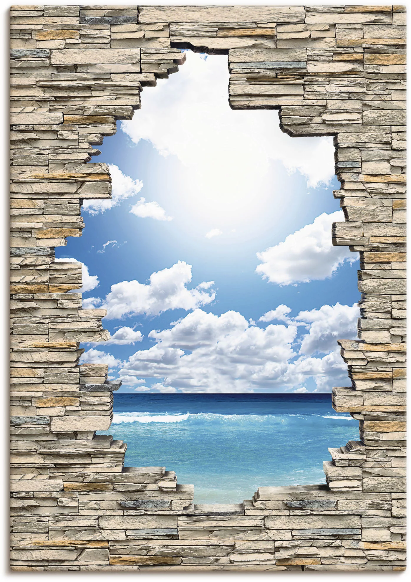Artland Wandbild "Großartige Strandlandschaft Steinmauer", Strandbilder, (1 günstig online kaufen