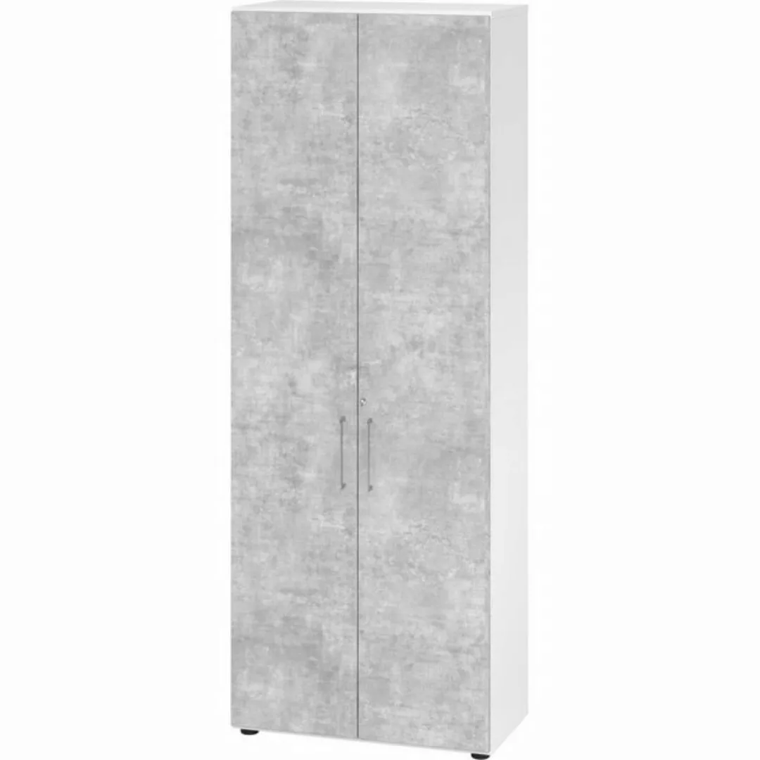 Aktenschrank Schrank 6OH BxTxH 80x42x215,6cm Griff BS Weiß/Beton günstig online kaufen