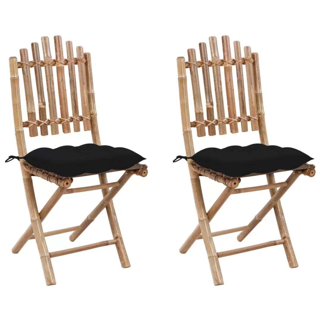 Klappbare Gartenstühle 2 Stk. Mit Kissen Bambus günstig online kaufen