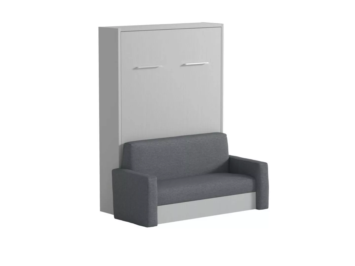Schrankbett mit Sofa & manueller vertikaler Öffnung - 140 x 200 cm - Grau & günstig online kaufen