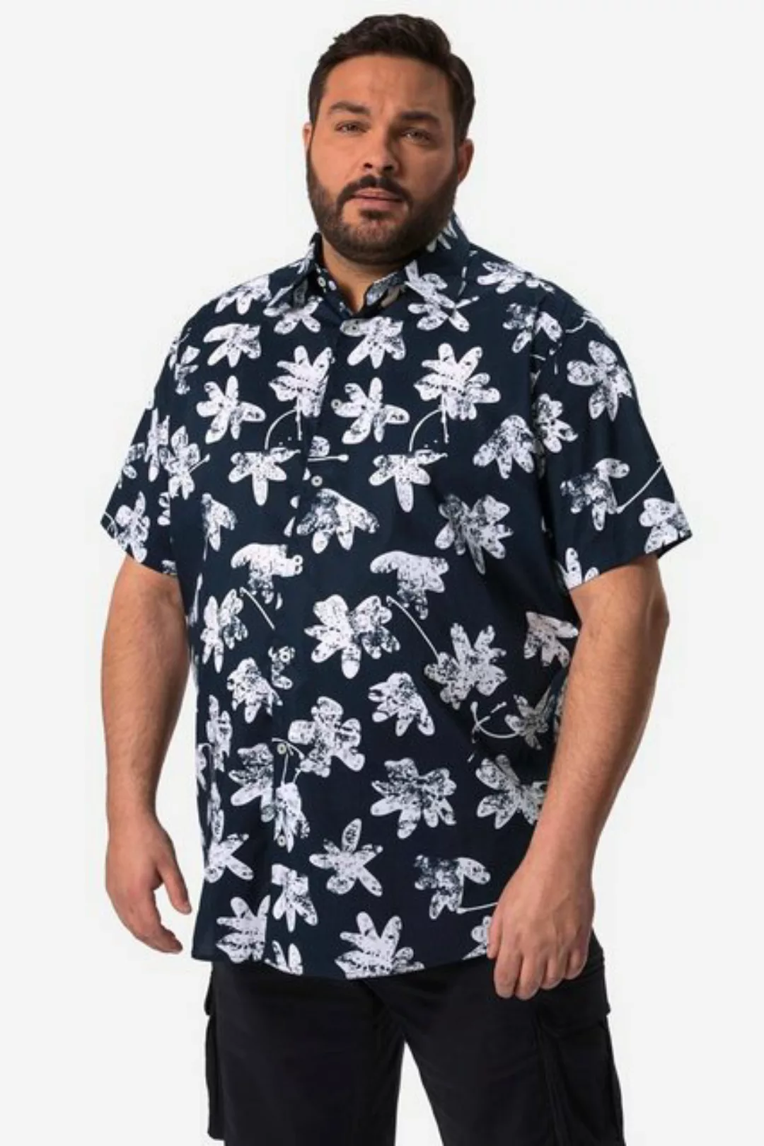 Men Plus Kurzarmhemd Men+ Hemd Halbarm Kentkragen floraler Print günstig online kaufen