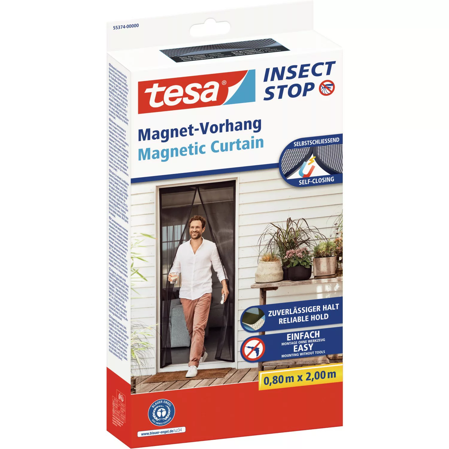 tesa® Selbstschließender Magnetvorhang 0,80 m x 2,00 m Anthrazit günstig online kaufen