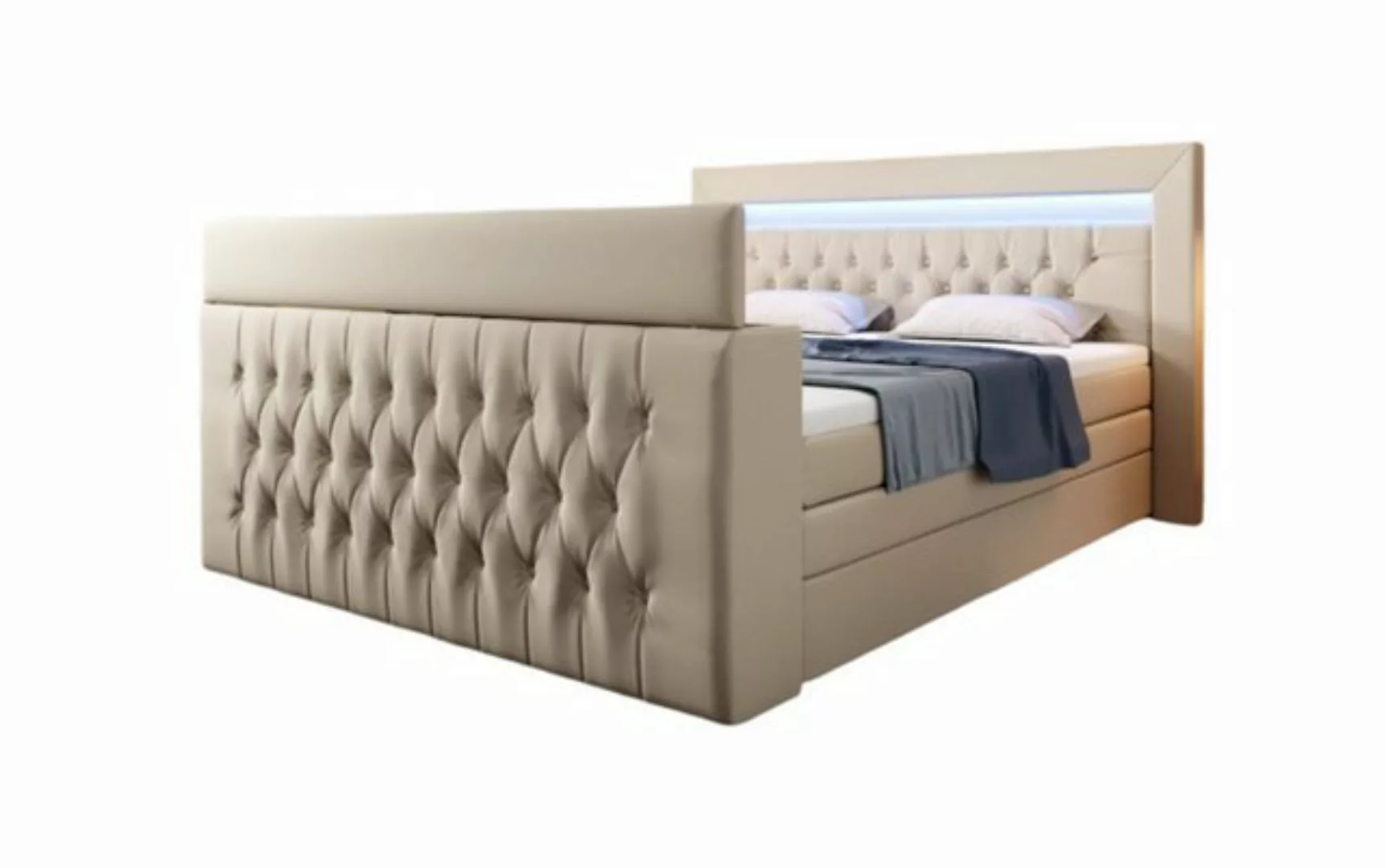 Luxusbetten24 Boxspringbett Sonino, mit TV Lift, RGB-Beleuchtung und Staura günstig online kaufen