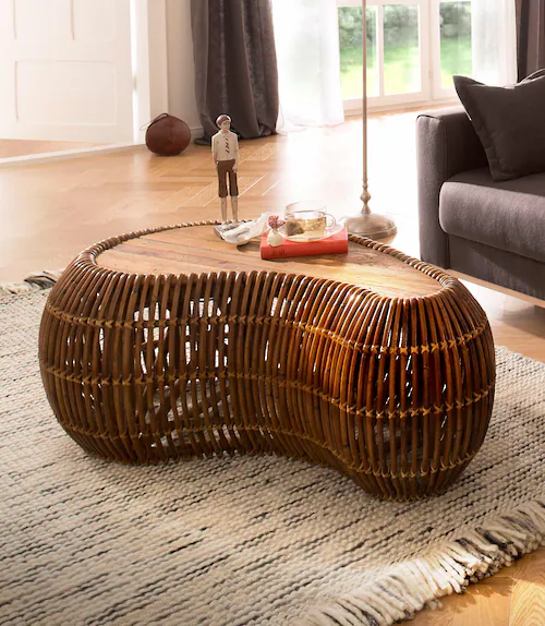 SIT Couchtisch »Rattan Vintage«, 120/80 cm in Nierenform, Shabby Chic, Vint günstig online kaufen