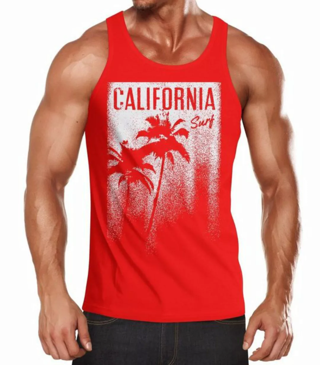 Neverless Tanktop Cooles Herren Tank-Top California Surf Palmen mit Print günstig online kaufen