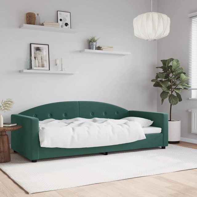 vidaXL Gästebett Tagesbett Dunkelgrün 90x200 cm Samt Gästebett Gästecouch G günstig online kaufen