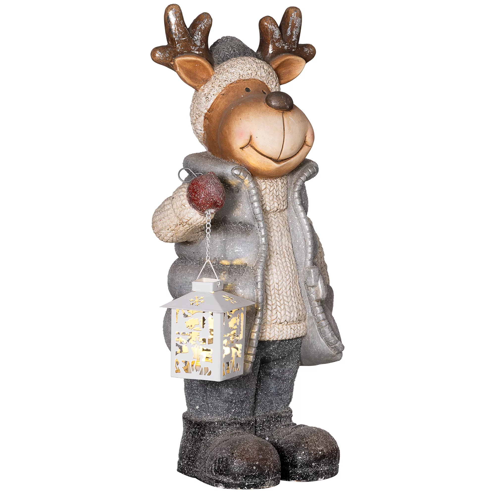 HOMCOM Weihnachtsdeko Figur, Rentier mit Laterne, 52 cm Weihnachtsfigur mit günstig online kaufen