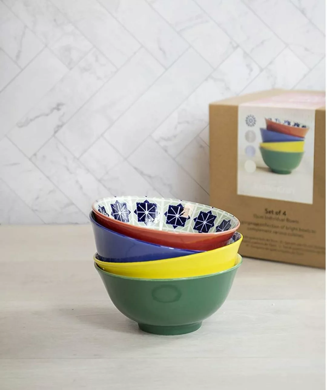 KitchenCraft Schüsseln, Schalen & Platten Bowl Colourful Pattern 15 cm Set4 günstig online kaufen
