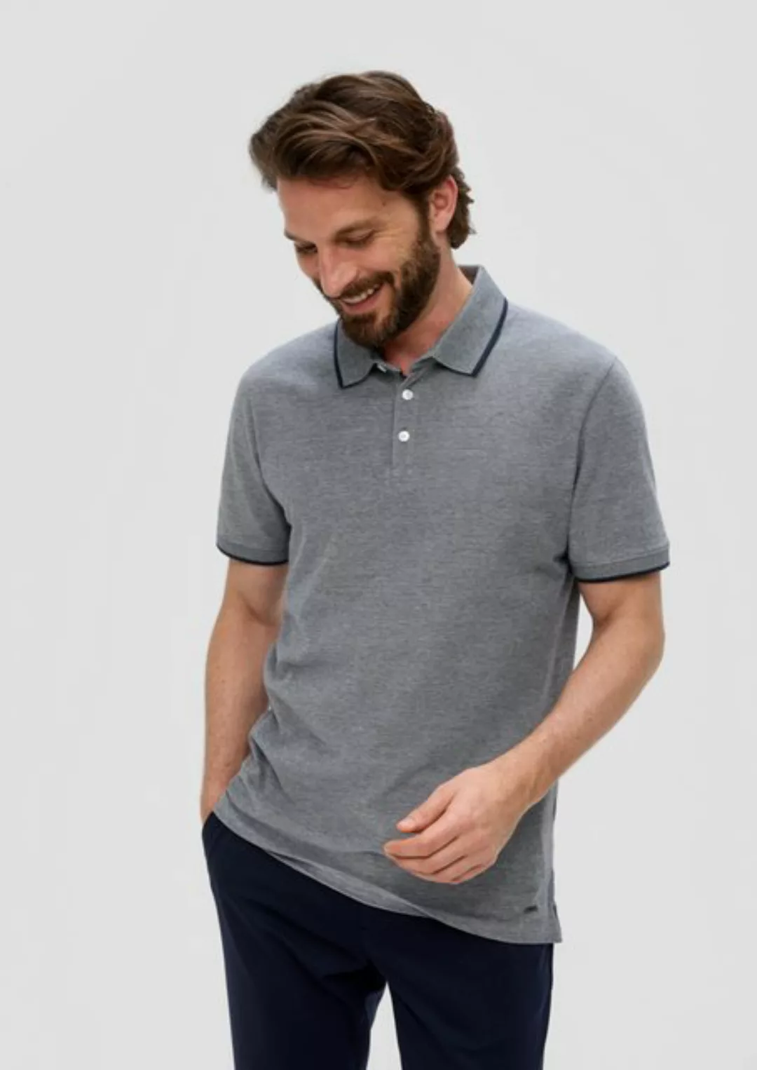s.Oliver BLACK LABEL Kurzarmshirt Poloshirt mit Piquêstruktur günstig online kaufen
