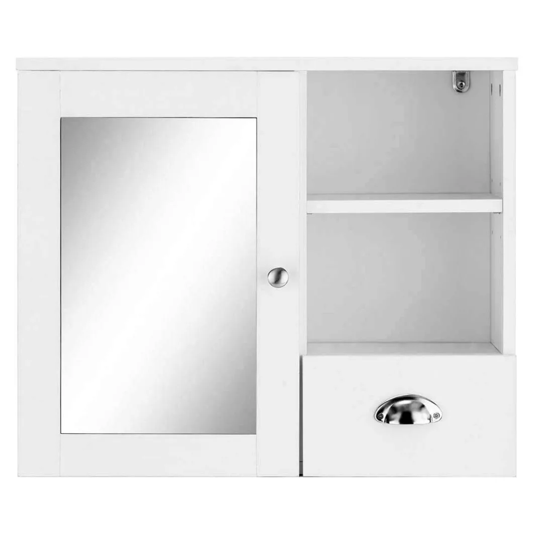 Kleiner Spiegelschrank in Weiß Tür und Regal günstig online kaufen