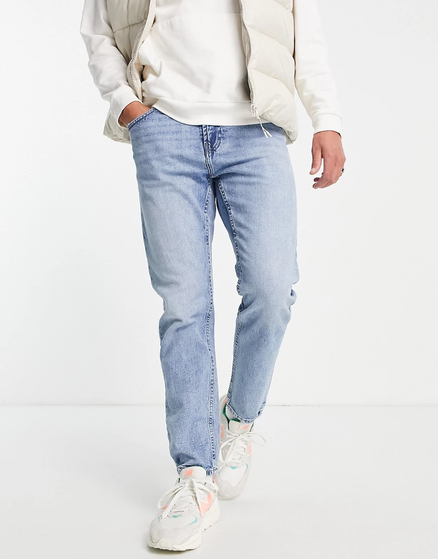 Pull&Bear – Vintage-Jeans mit geradem Bein in Hellblau günstig online kaufen