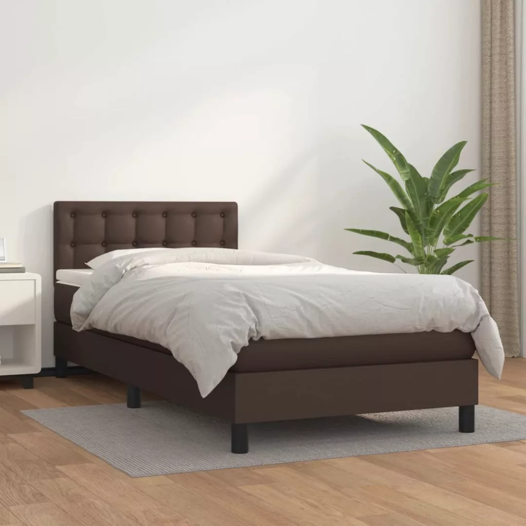 Vidaxl Boxspringbett Mit Matratze Braun 80x200 Cm Kunstleder günstig online kaufen