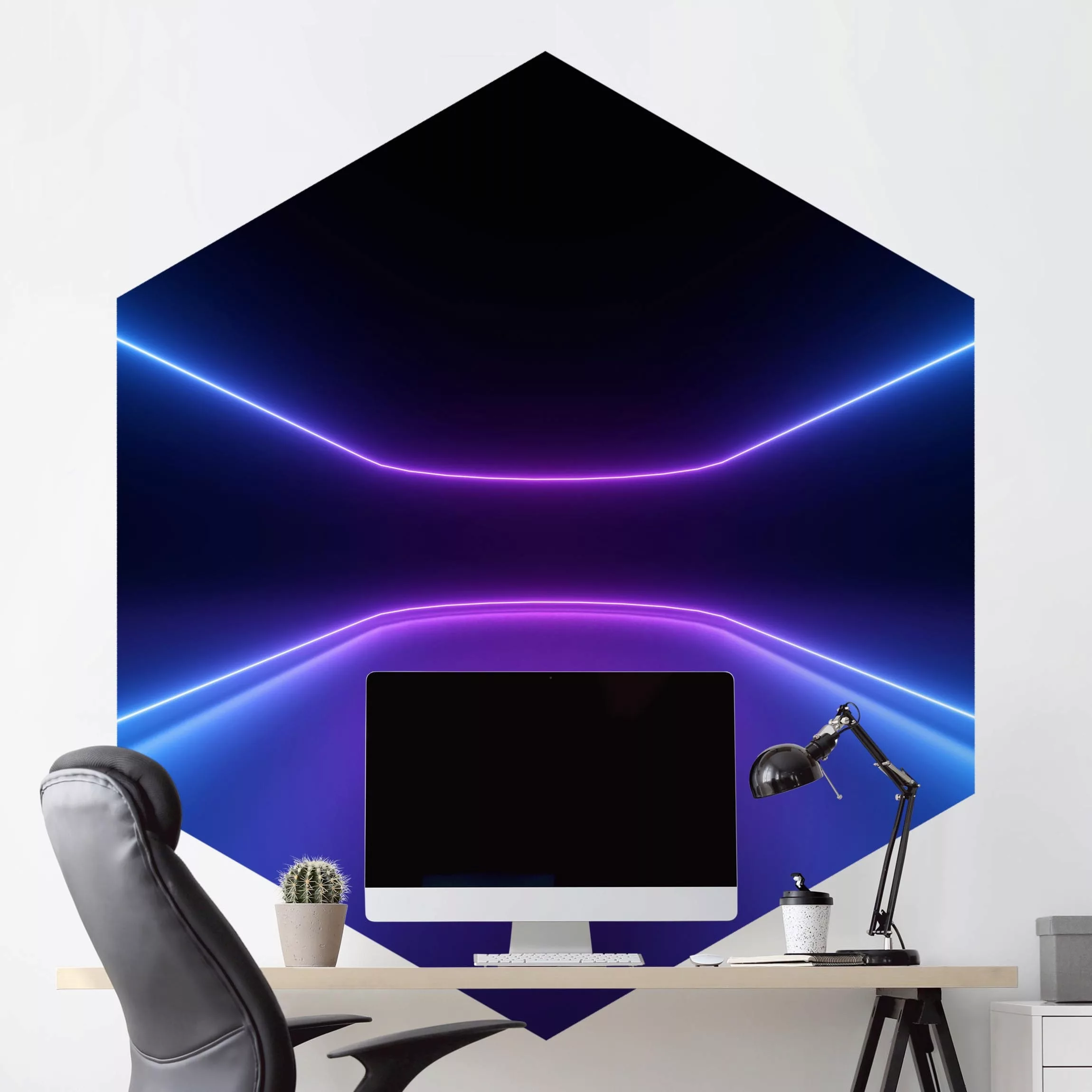 Hexagon Mustertapete selbstklebend Neonlichter günstig online kaufen
