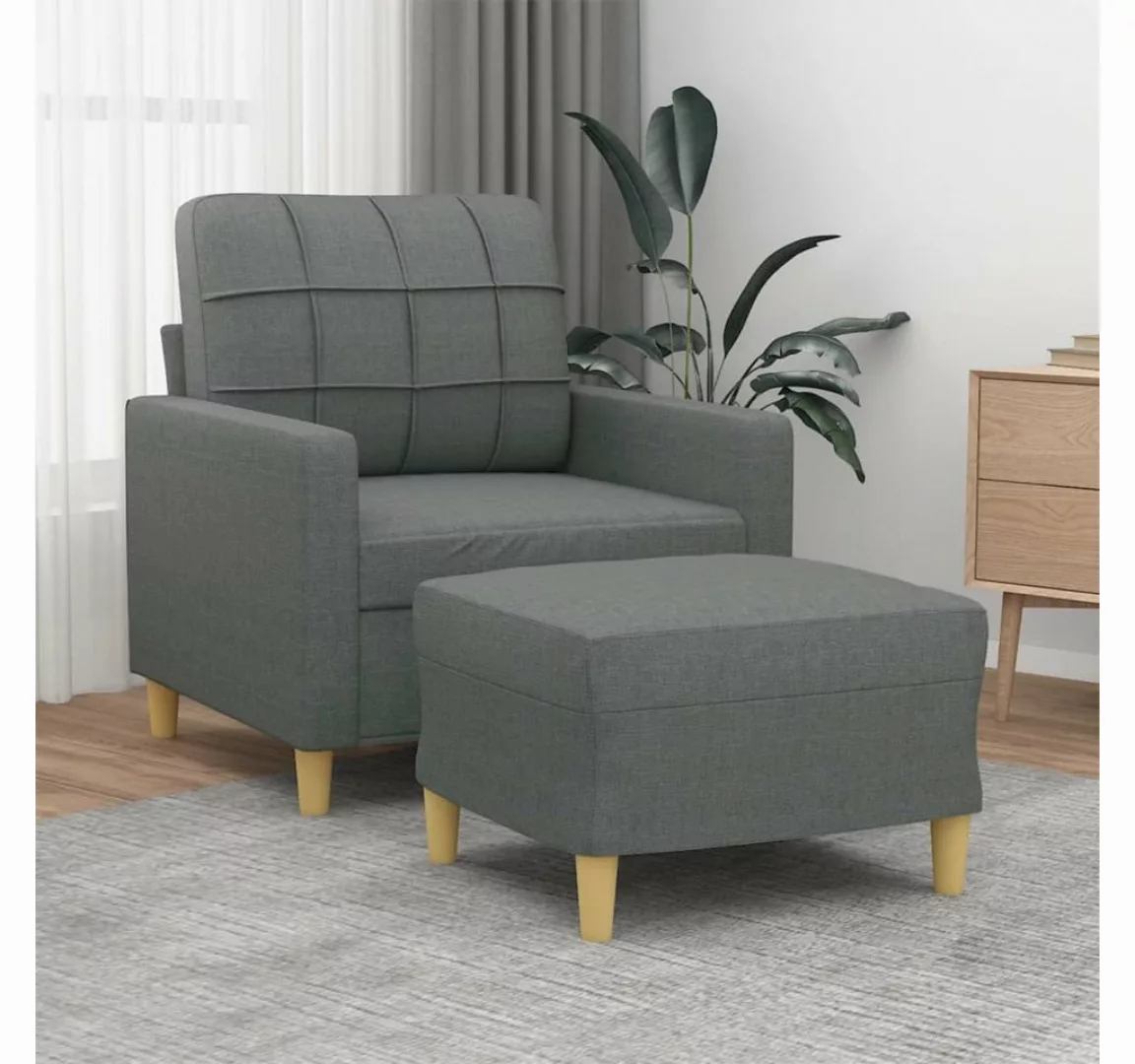 vidaXL Sofa Sofa mit Hocker Stoff verschiedene Farben, Dunkelgrau günstig online kaufen