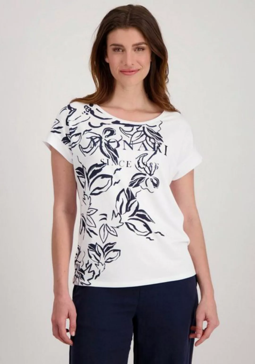 Monari Rundhalsshirt mit Blumenprint günstig online kaufen