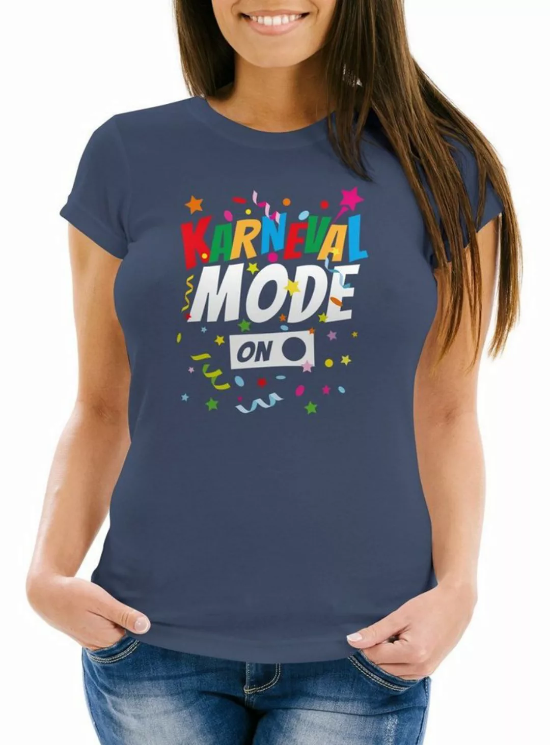 MoonWorks Print-Shirt Damen T-Shirt Karneval Fasching Spruch Konfetti Motiv günstig online kaufen