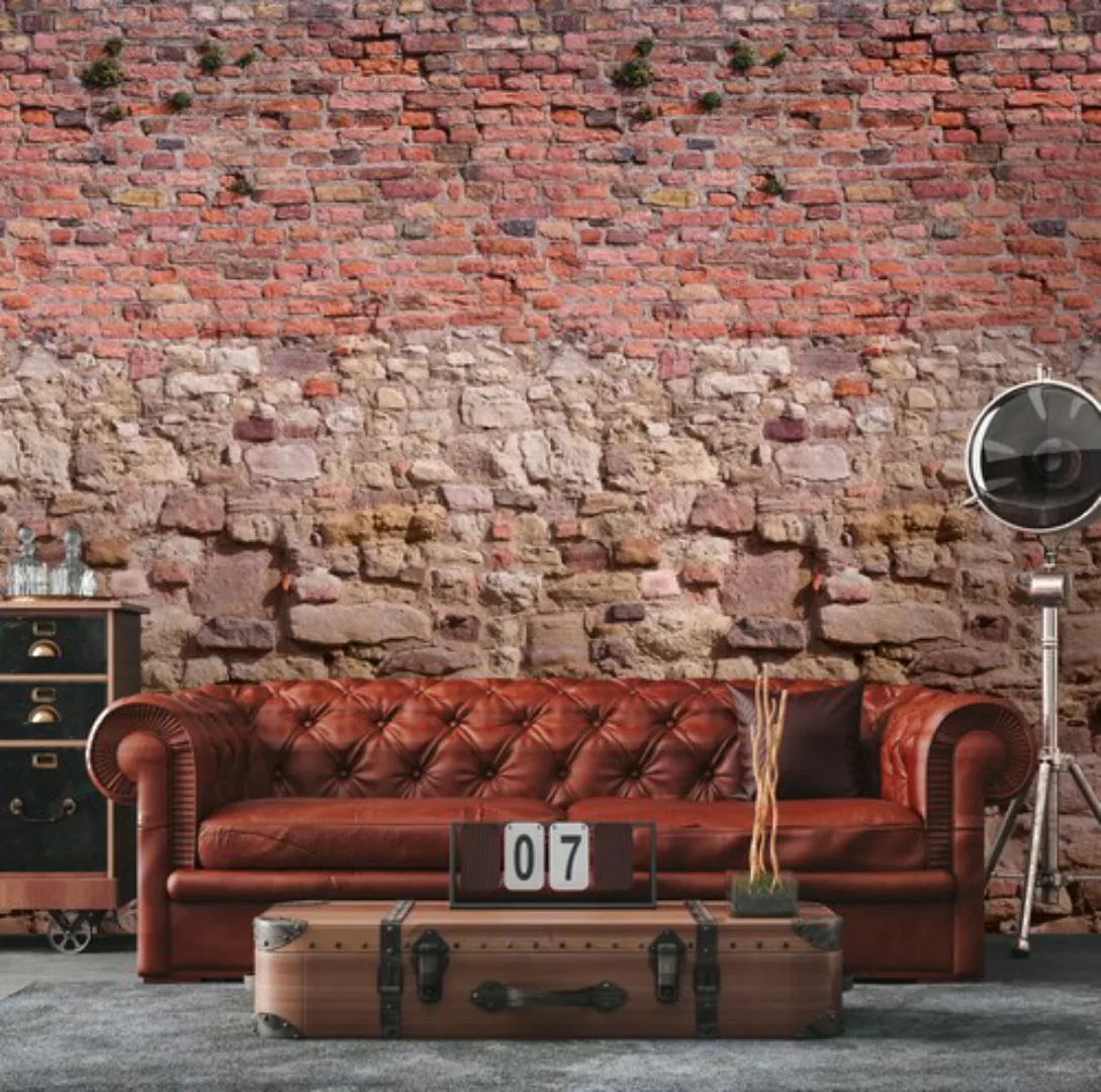 Livingwalls Fototapete Stein-Optik Rot Braun und Beige 159 x 280 cm AS-3924 günstig online kaufen