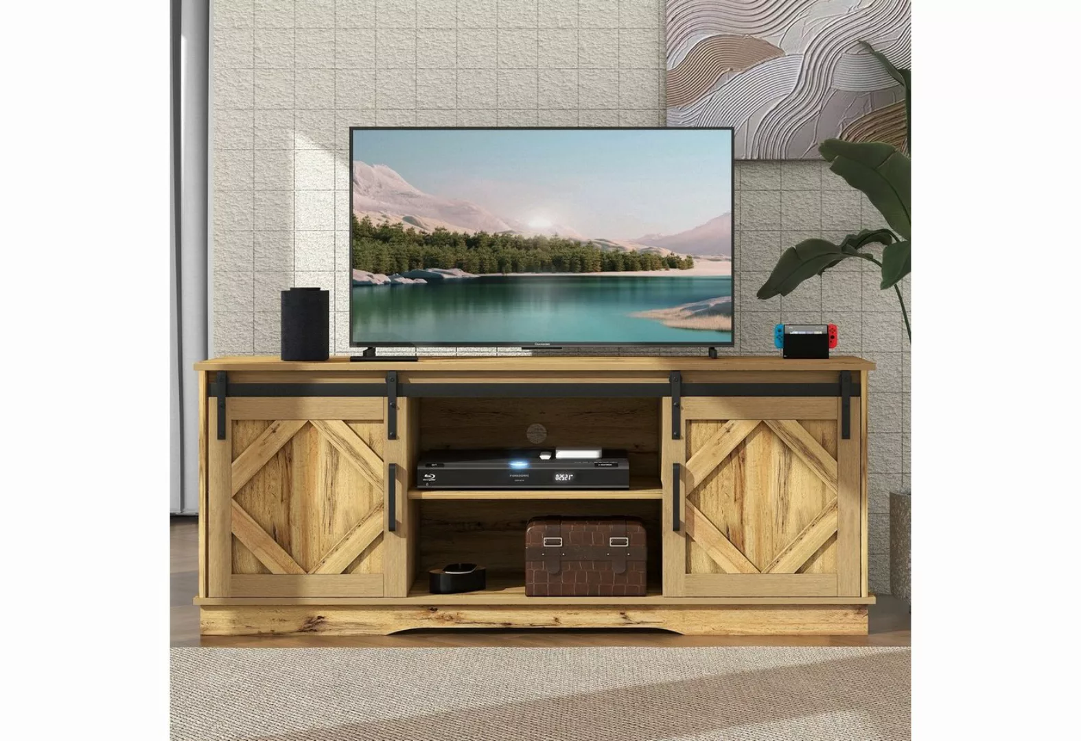 Celya TV-Schrank Großer TV-Schrank mit 2 klassischen Schiebetüren, 150 x 40 günstig online kaufen
