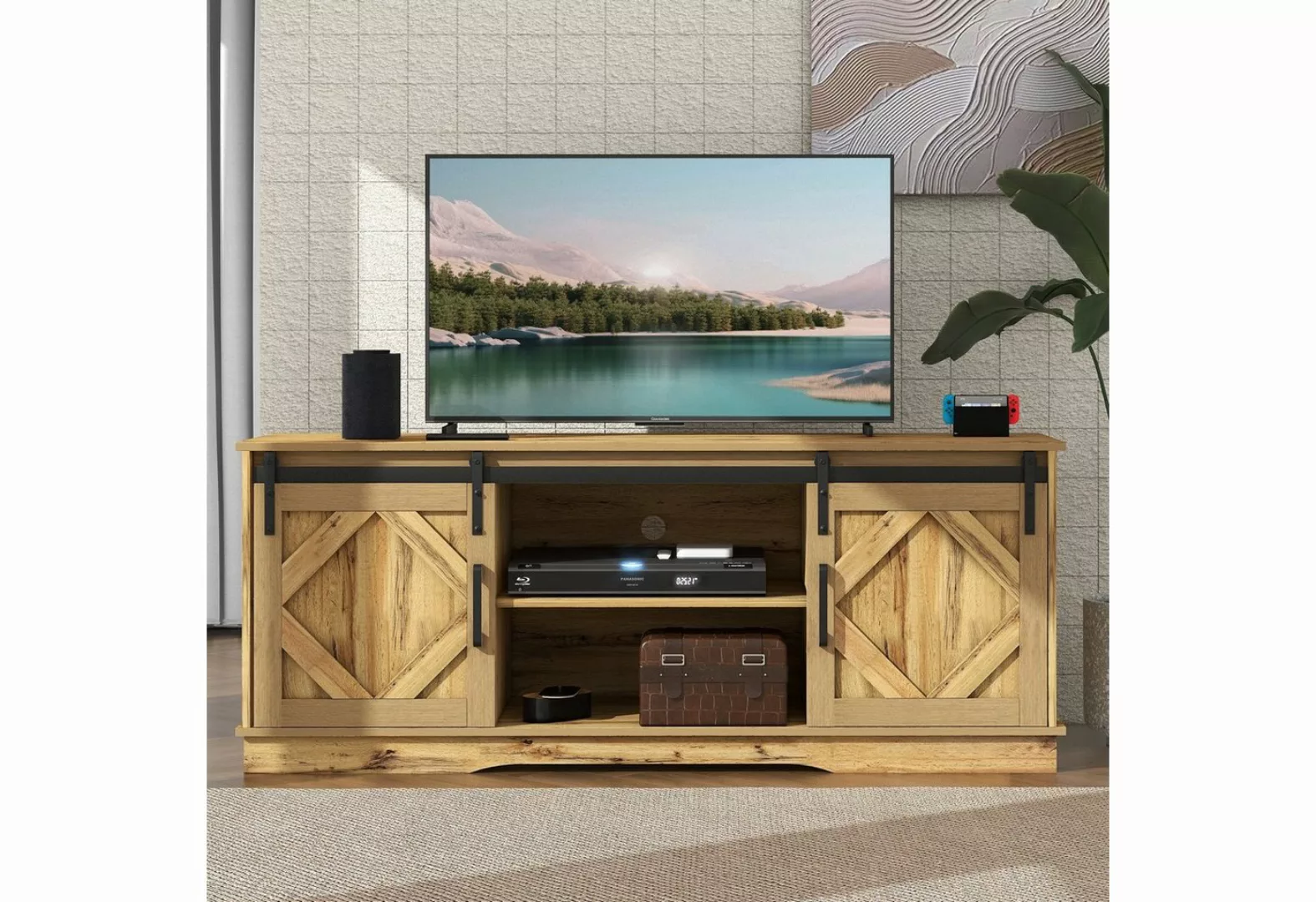 OKWISH TV-Schrank TV Stand Sideboard Entertainment Center (vintage Braun En günstig online kaufen