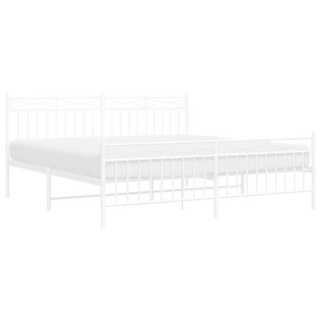 vidaXL Bett Bettgestell mit Kopf- und Fußteil Metall Weiß 180x200 cm günstig online kaufen