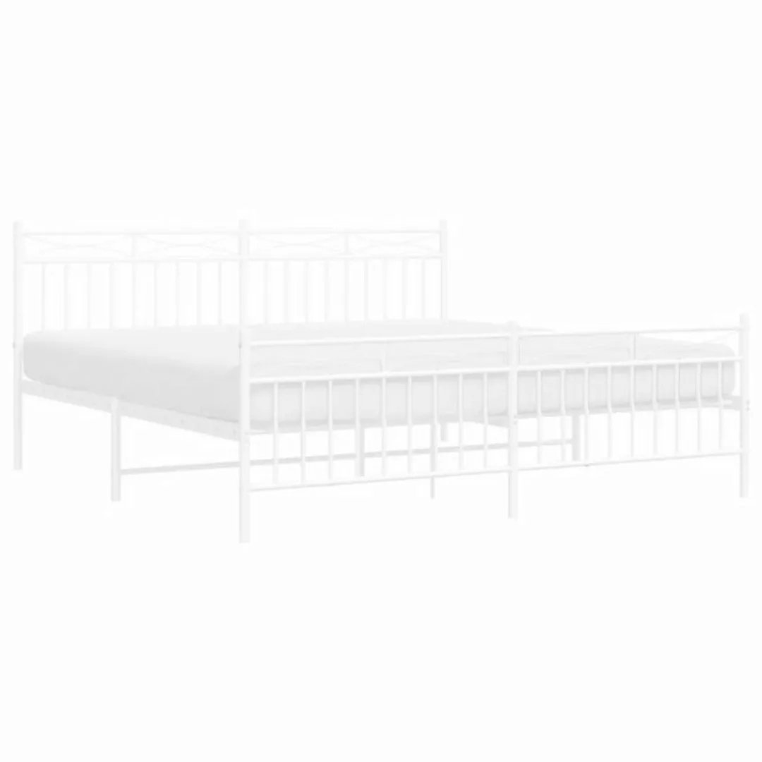 vidaXL Bett Bettgestell mit Kopf- und Fußteil Metall Weiß 180x200 cm günstig online kaufen