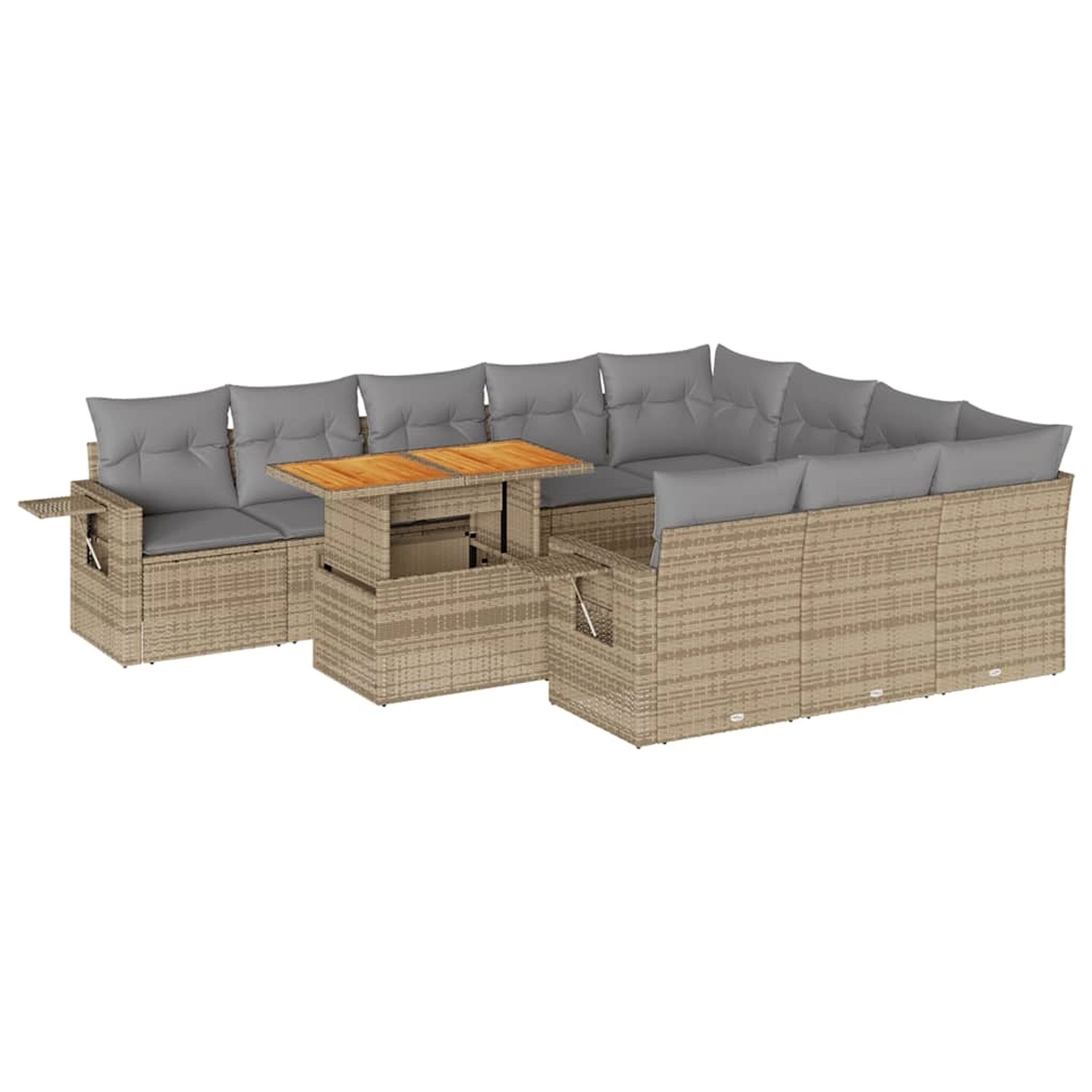 vidaXL 11-Tlg Garten-Sofagarnitur mit Kissen Beige Poly Rattan 3327202 günstig online kaufen