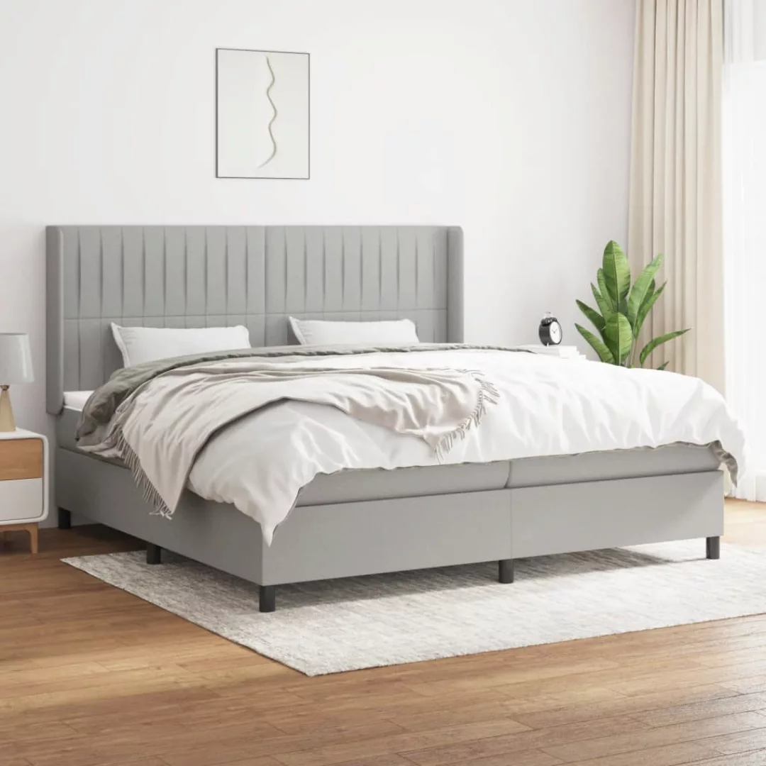 vidaXL Bettgestell Boxspringbett mit Matratze Hellgrau 200x200 cm Stoff Bet günstig online kaufen