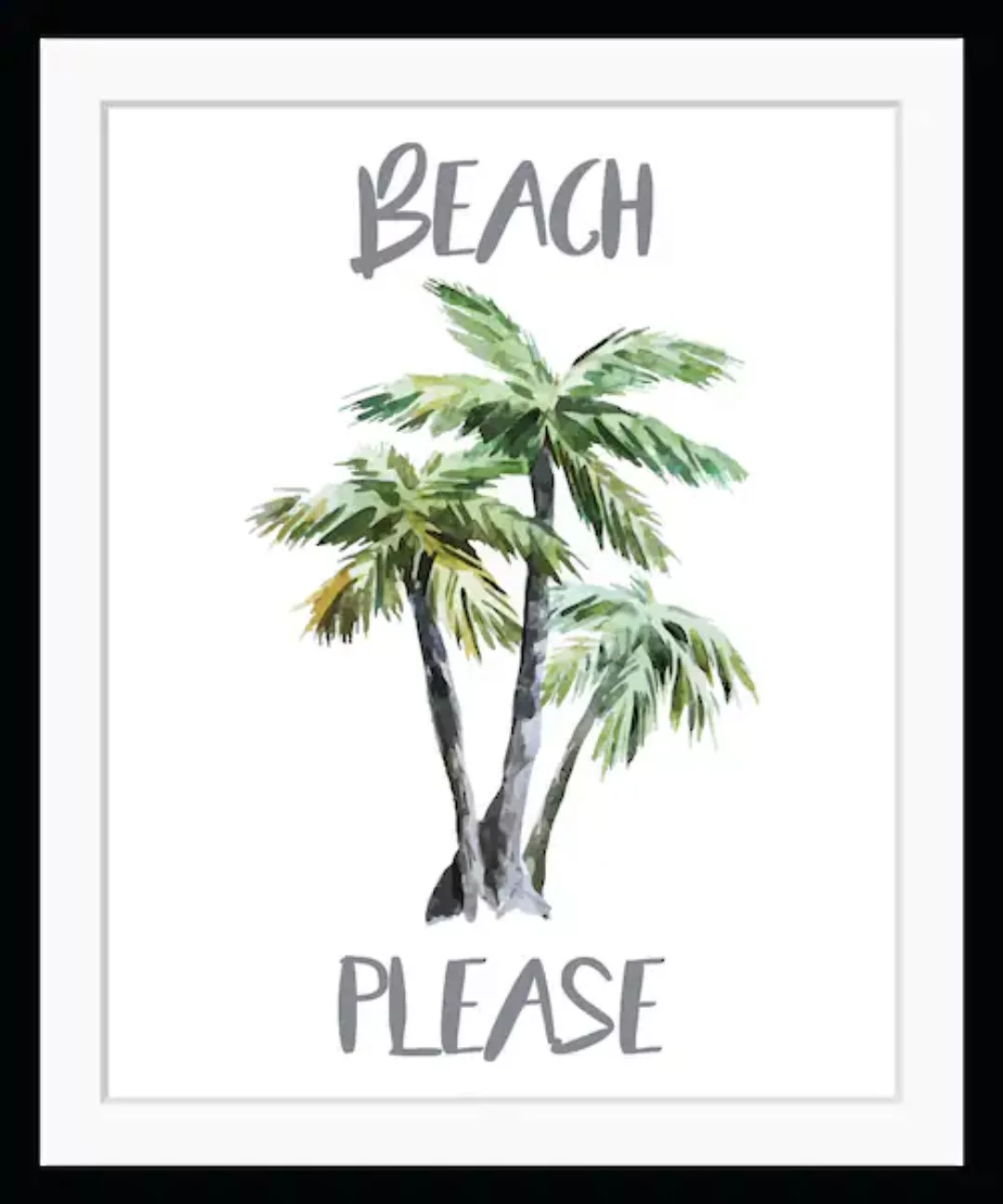 queence Bild »BEACH PLEASE«, Palmen, gerahmt, Schriftzug, Palmen günstig online kaufen