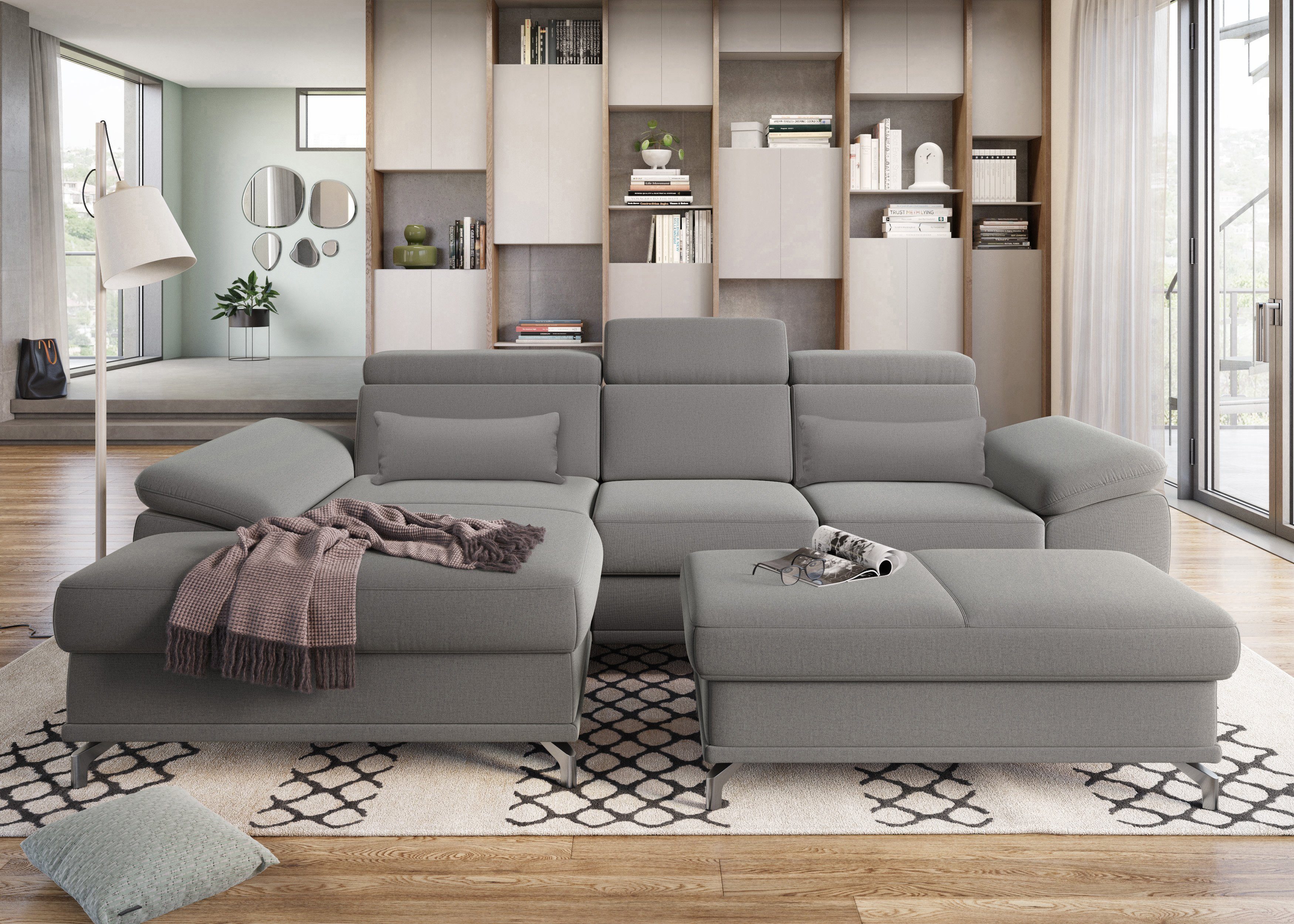 sit&more Ecksofa "Cabrio L-Form, mit Sitztiefenverstellung, Arm- und Kopfte günstig online kaufen