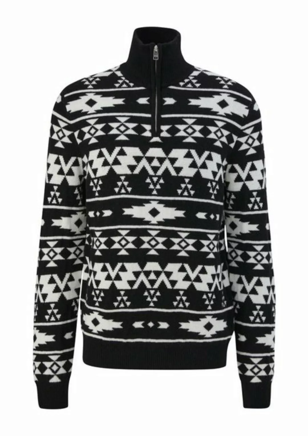 s.Oliver Strickpullover Troyer mit Jacquard-Muster günstig online kaufen