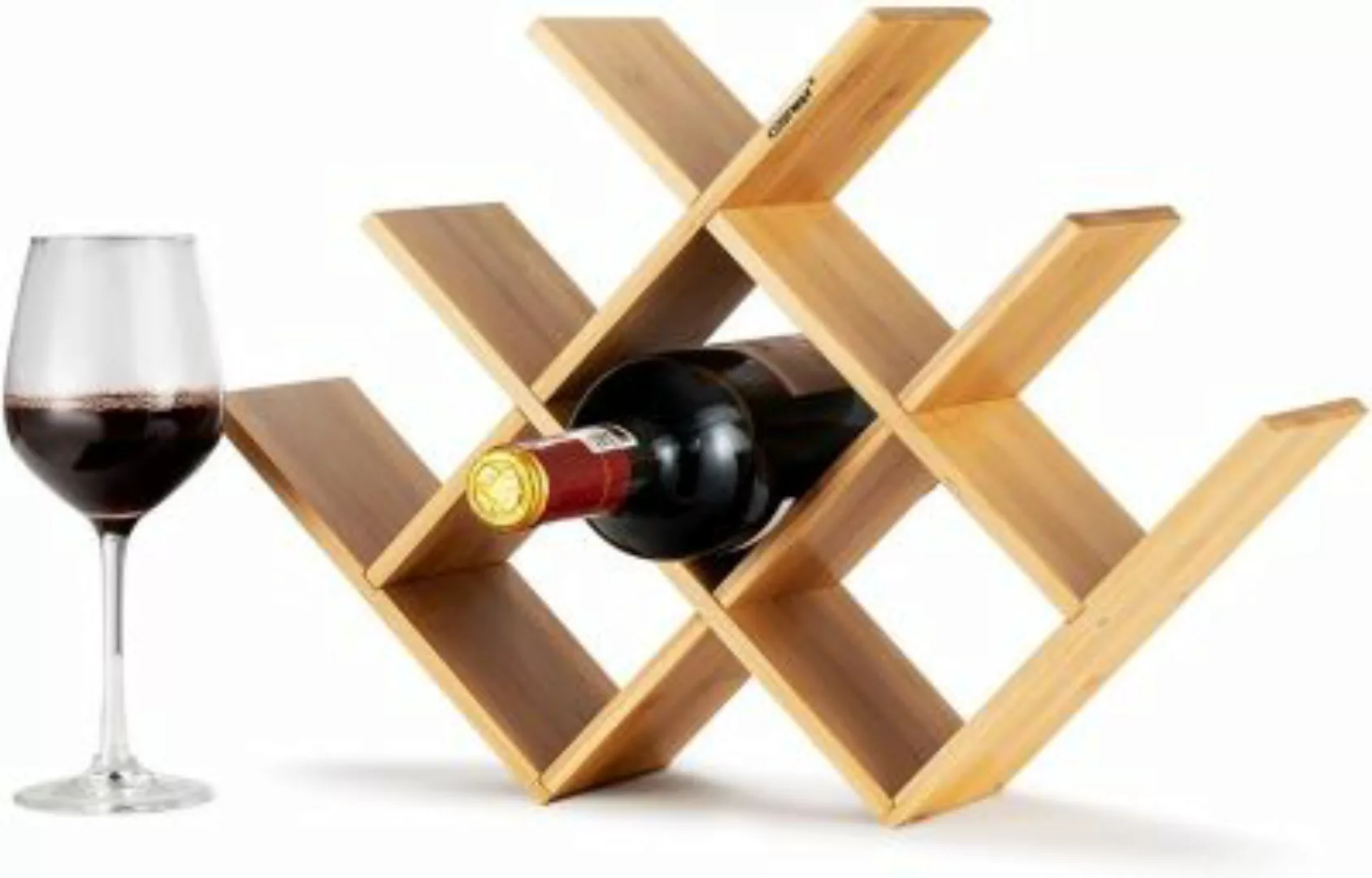COSTWAY® Weinregal Weinständer Bambus 8 Flaschen natur  Erwachsene günstig online kaufen