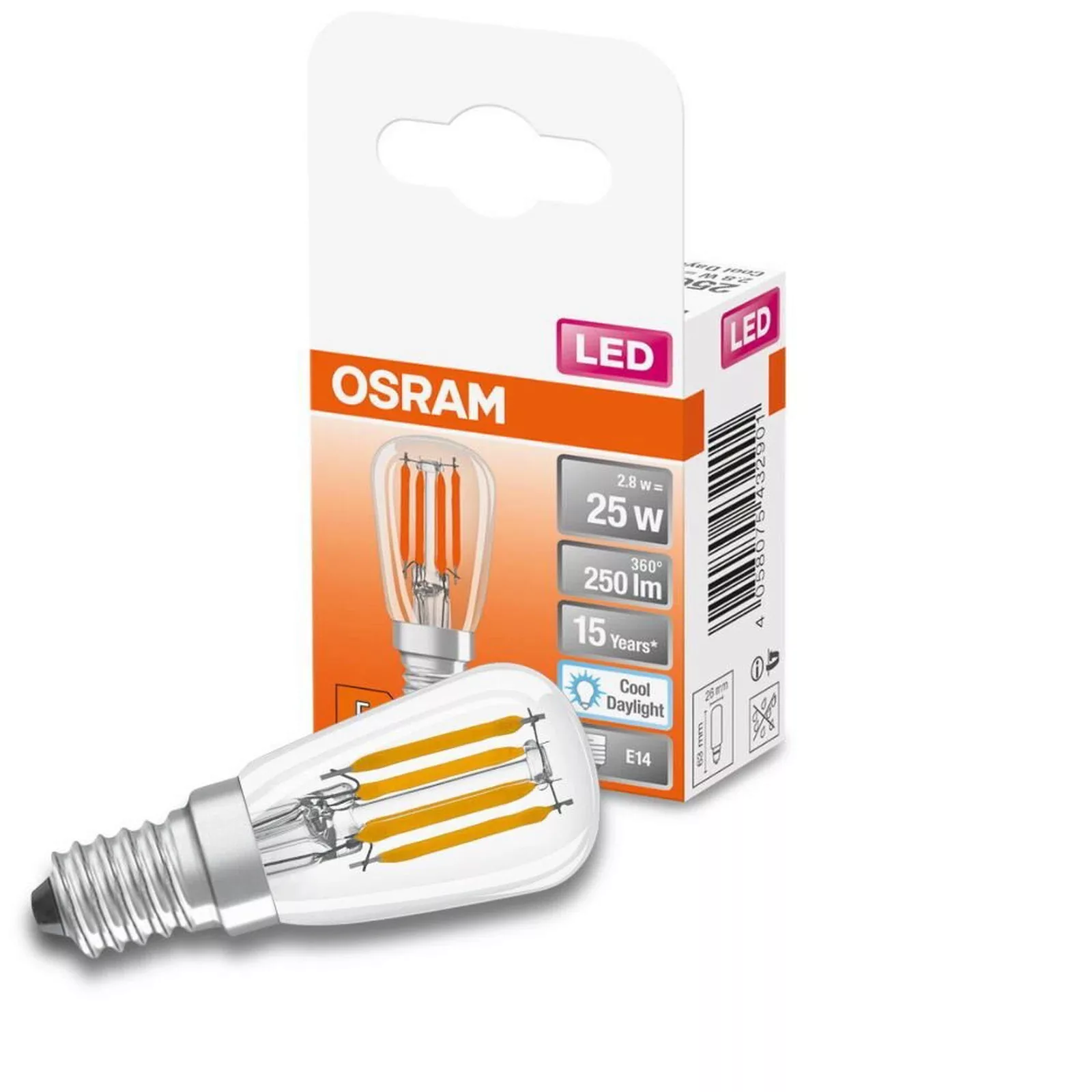 Osram LED Lampe ersetzt 25W E14 Röhre - T25 in Transparent 2,8W 250lm 6500K günstig online kaufen