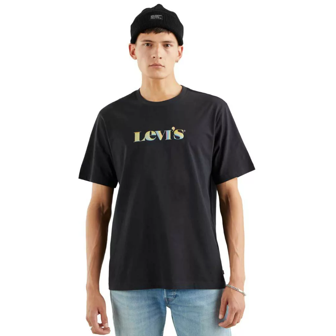 Levi's – Leger geschnittenes T-Shirt in Perlschwarz mit Farbverlauf-Logo au günstig online kaufen