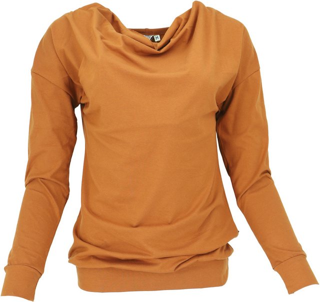 Guru-Shop Longsleeve Langarmshirt mit Wasserfallkragen, Yogashirt.. alterna günstig online kaufen