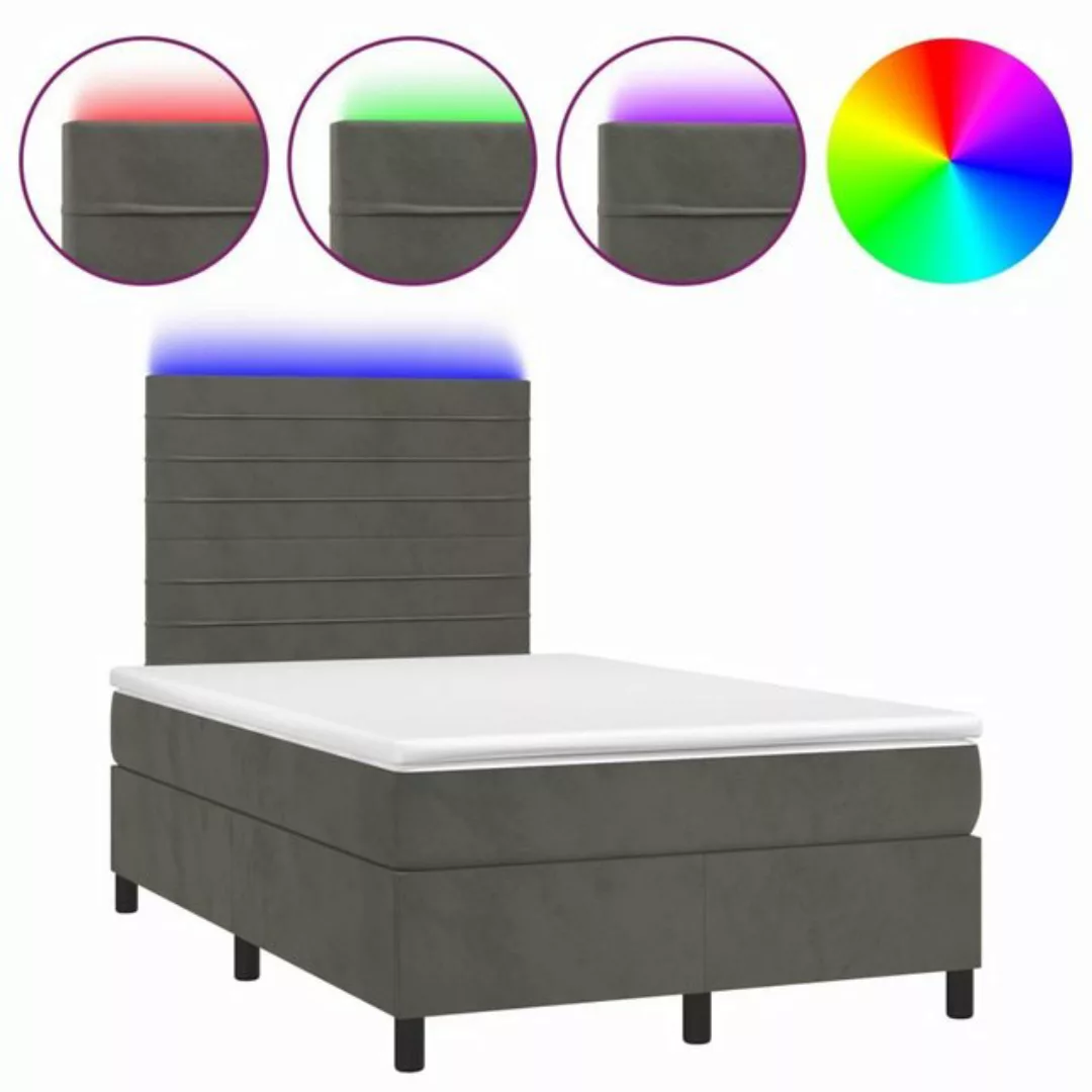 vidaXL Boxspringbett Boxspringbett mit Matratze LED Dunkelgrau 120x200 cm S günstig online kaufen