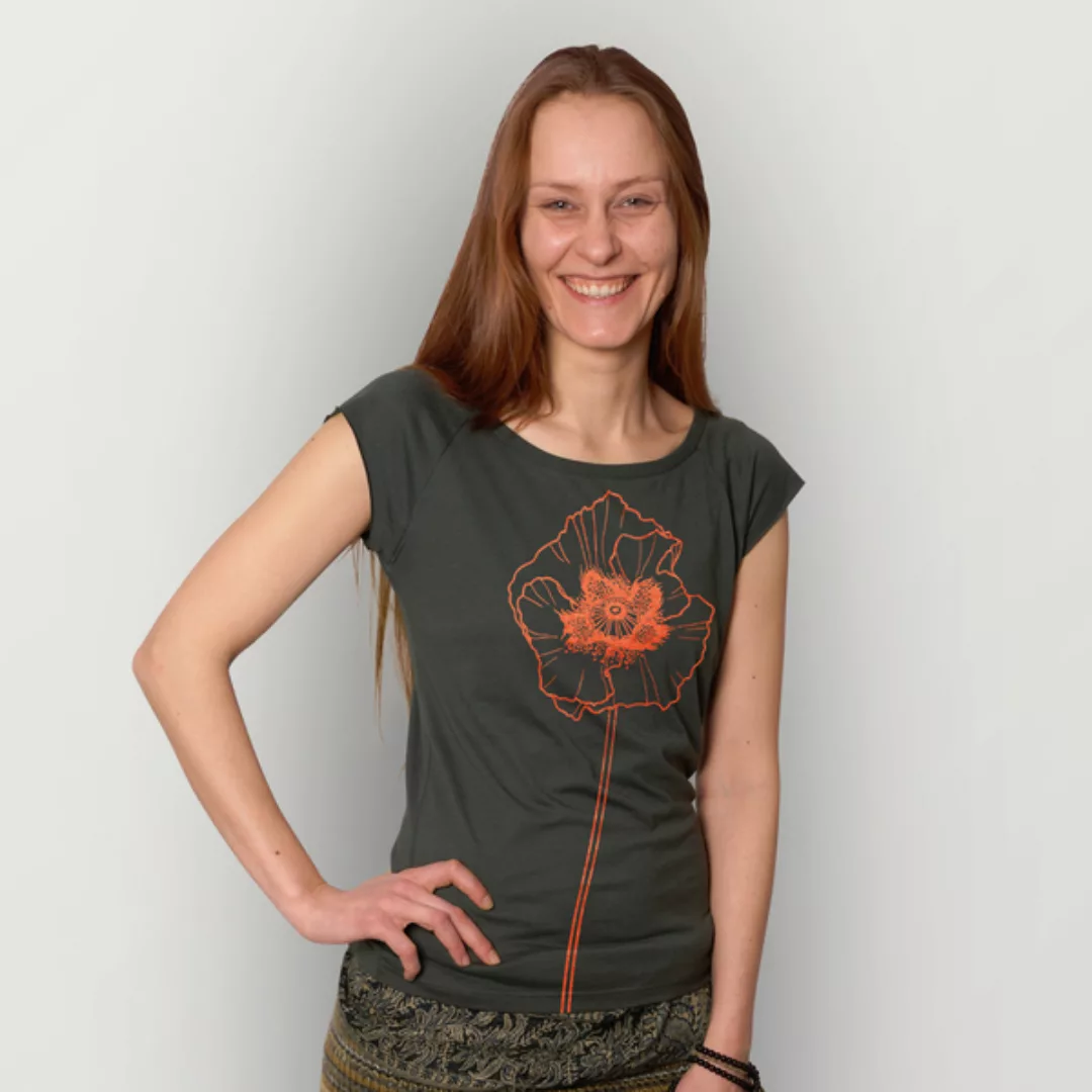 "Mohnblume" Bamboo Frauen T-shirt günstig online kaufen