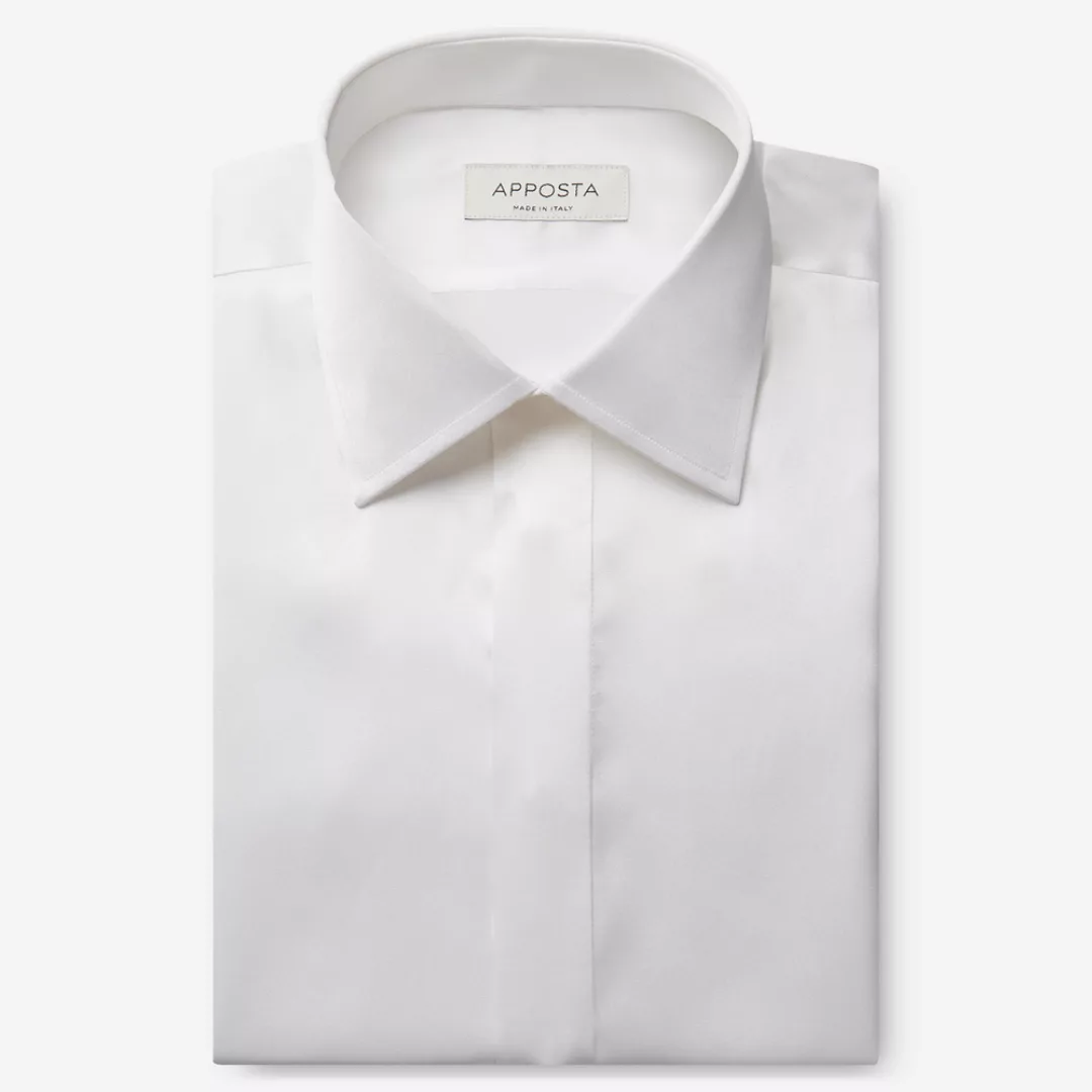 Hemd  einfarbig  weiß seide popeline, kragenform  halb-gespreizter kragen günstig online kaufen