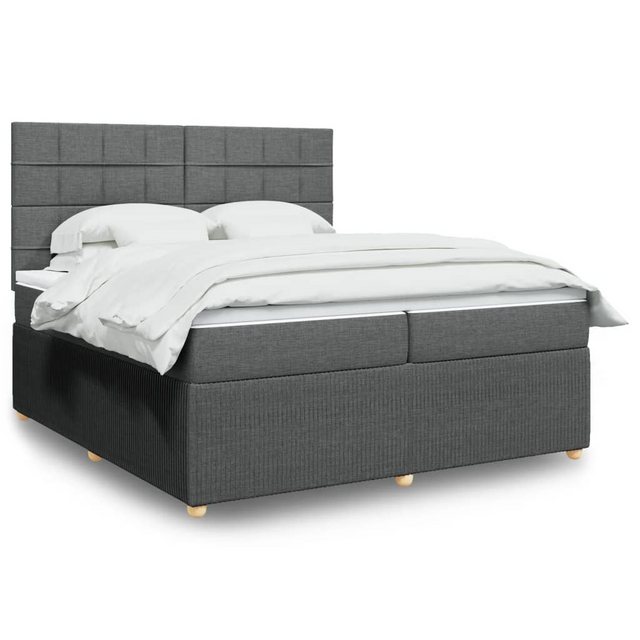 vidaXL Boxspringbett, Boxspringbett mit Matratze Dunkelgrau 200x200 cm Stof günstig online kaufen