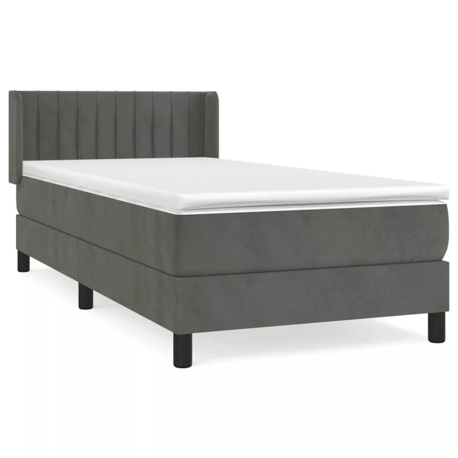 vidaXL Boxspringbett mit Matratze Dunkelgrau 90x190 cm Samt1534947 günstig online kaufen