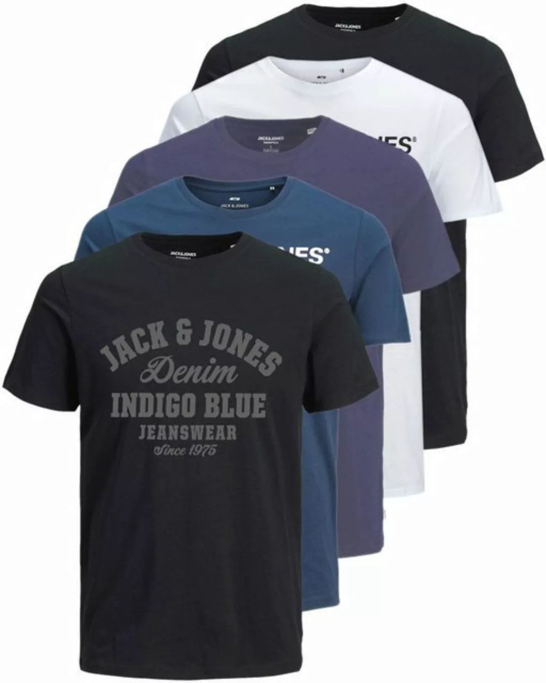 Jack & Jones Print-Shirt Bedrucktes T-Shirt aus Baumwolle (5er-Pack) günstig online kaufen